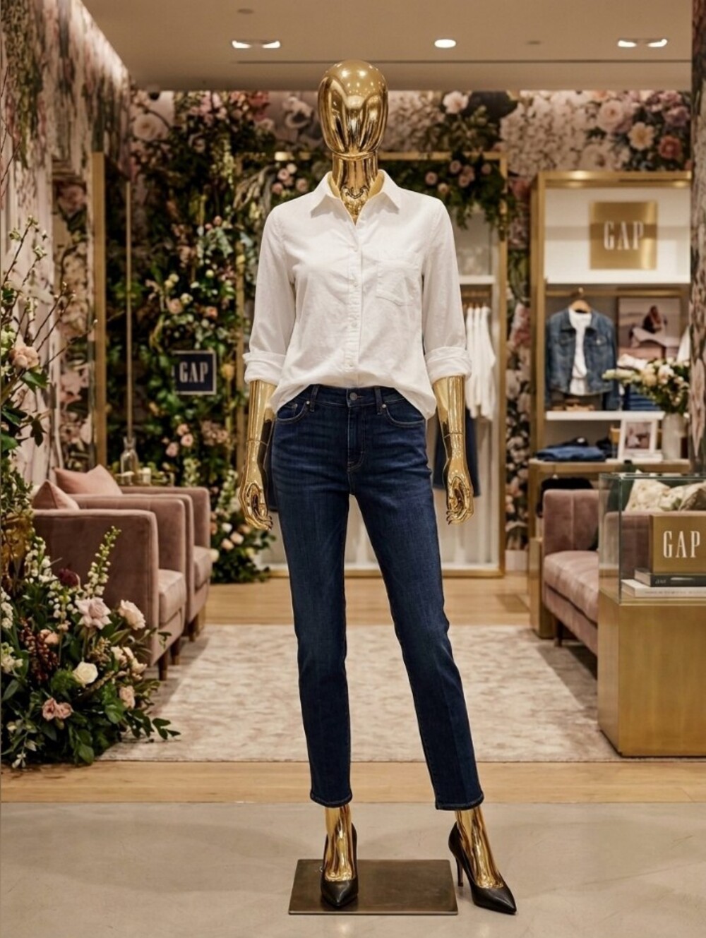 GAP White Long-Sleeve Women's Button-Down Shirt